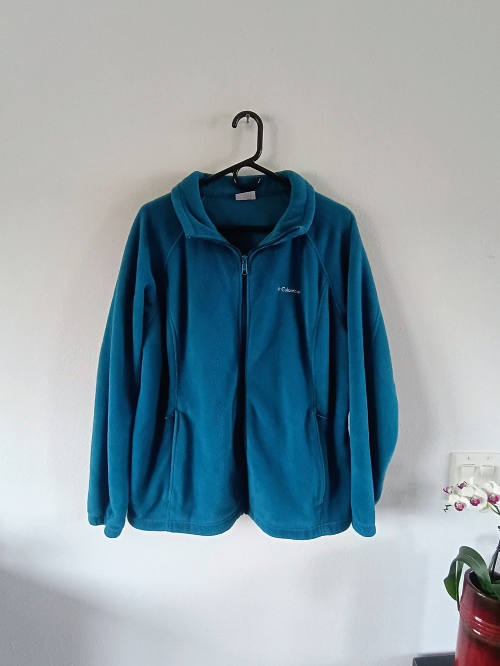 Columbia Womens 2X Teal Blue Full Zip Fleece Jacket Cozy Gorpcore Outdoor